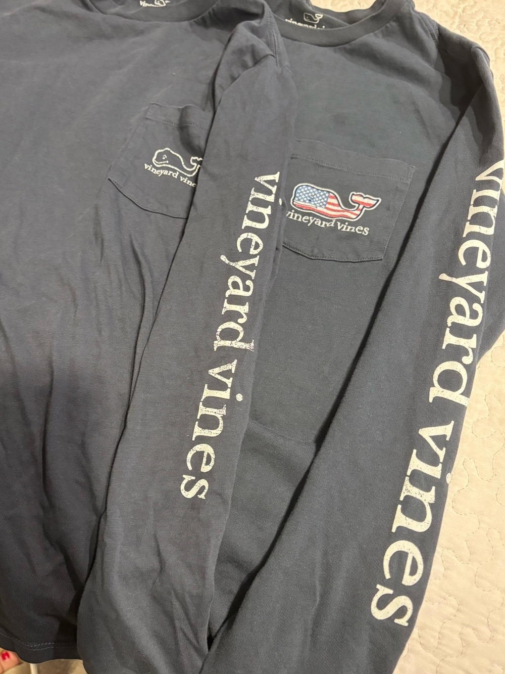 *Two* Vineyard Vines Long-Sleeve Pocket Tees in Navy